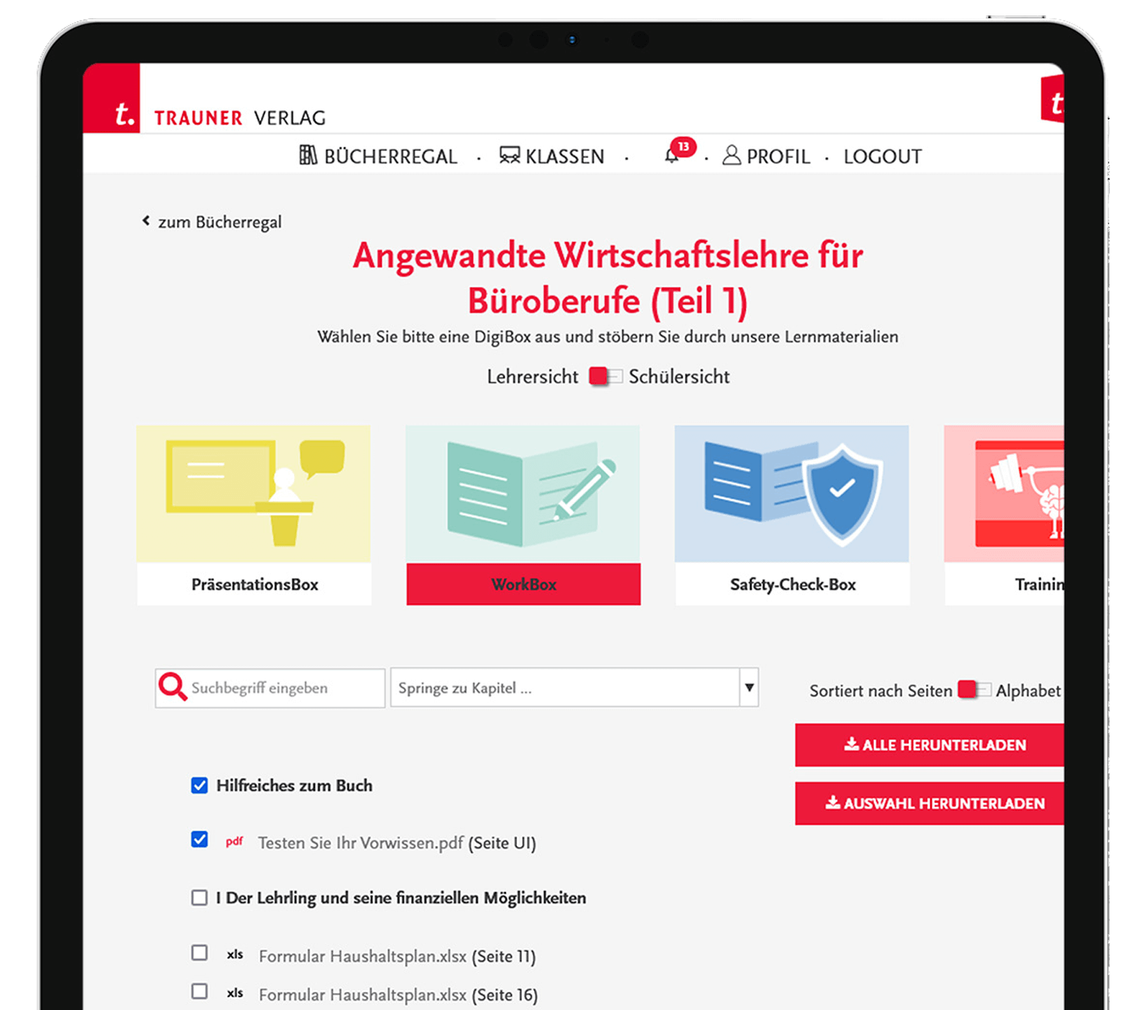 Alle oder einzelne Dateien eines Kapitels direkt aus der DigiBox downloaden oder öffnen Alle oder einzelne Dateien eines Kapitels direkt aus der DigiBox downloaden oder öffnen