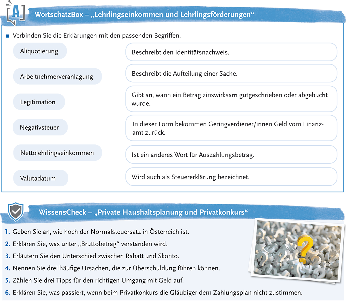 Wortschatz und Wissen erweitern – mit WortschatzBox und WissensCheck am Kapitelende