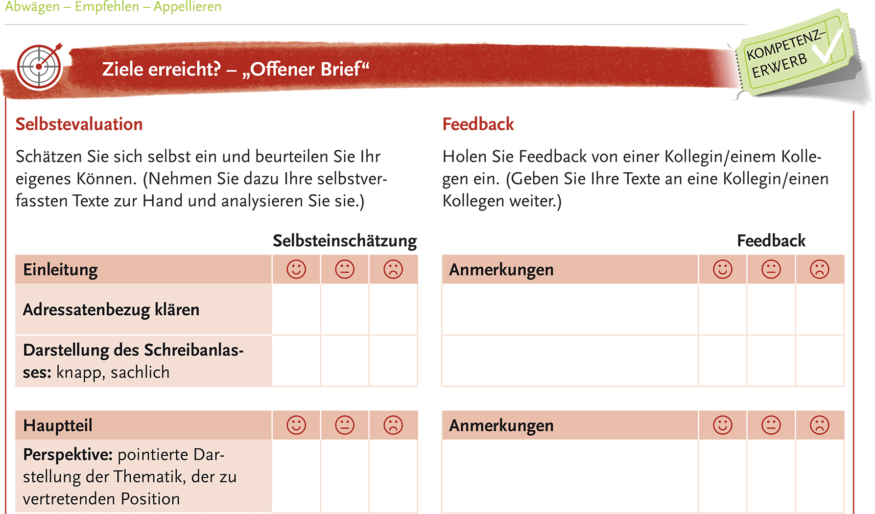 Evaluationsbögen unterstützen das selbstgesteuerte Lernen Evaluationsbögen unterstützen das selbstgesteuerte Lernen