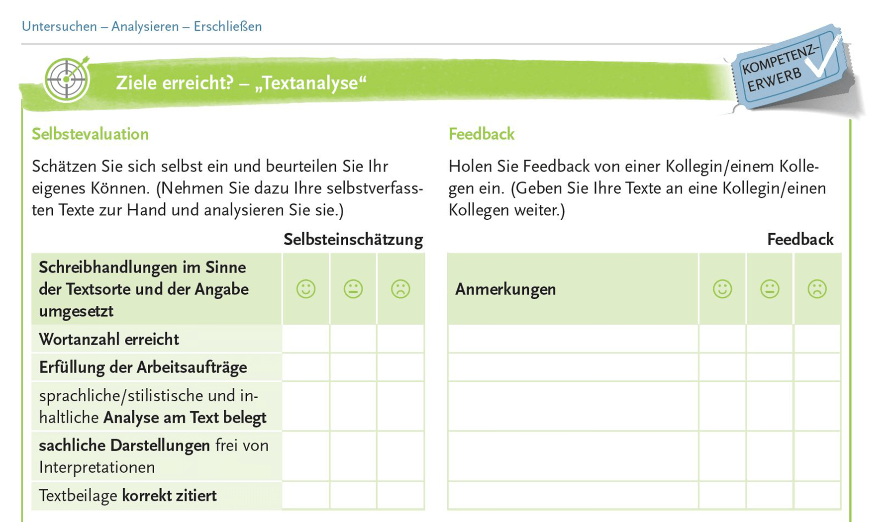 Evaluationsbögen unterstützen das selbstgesteuerte Lernen