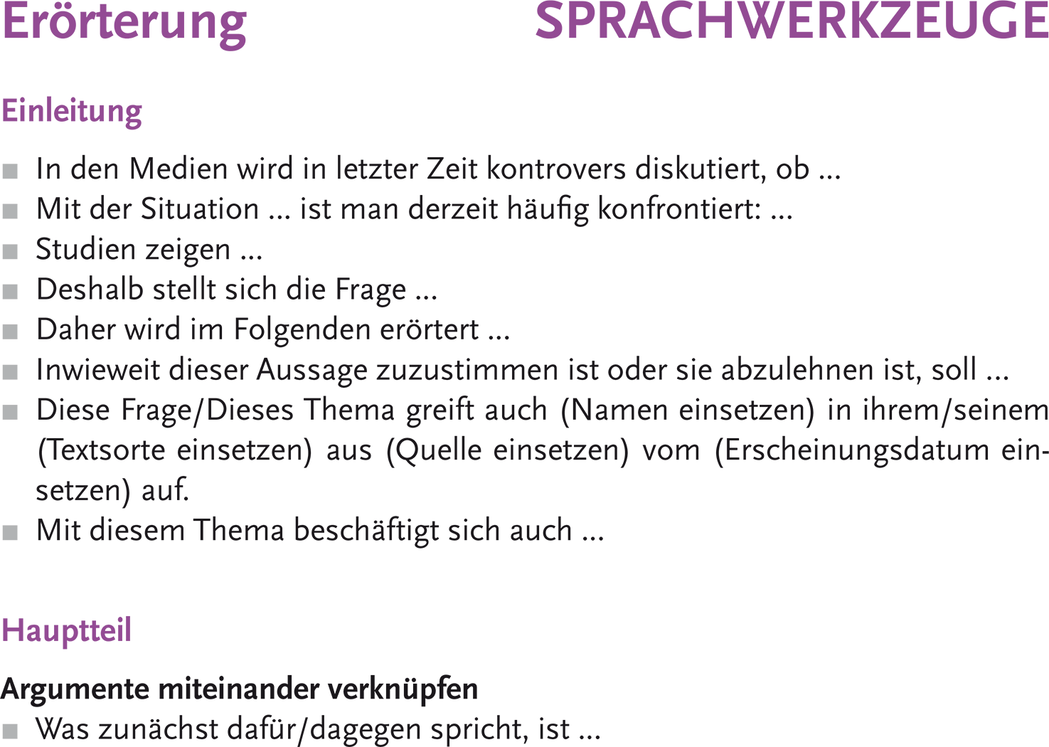 SPRACHWERKZEUGE bieten praktische Formulierungshilfen 