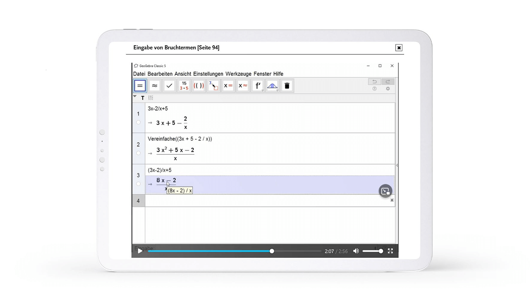 Mithilfe von Erklärvideos erlernen Sie den Umgang mit dem grafikfähigen Taschenrechner und mit GeoGebra