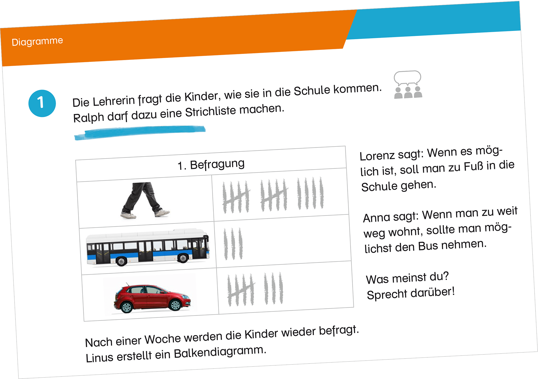 Übungen, die übergreifende Themen berücksichtigen: Zum Beispiel die Verkehrs und Mobilitätsbildung